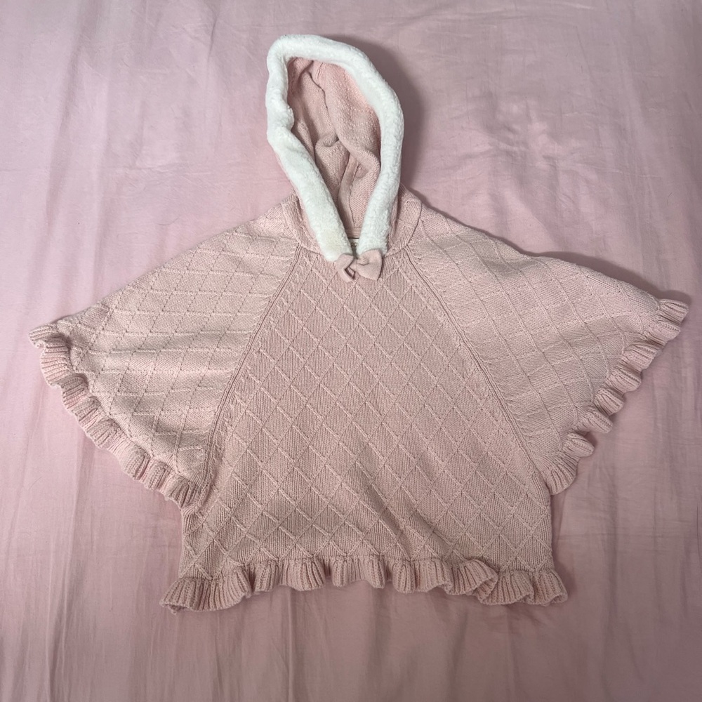Cynthia Rowley Pink Hooded Poncho Sweater